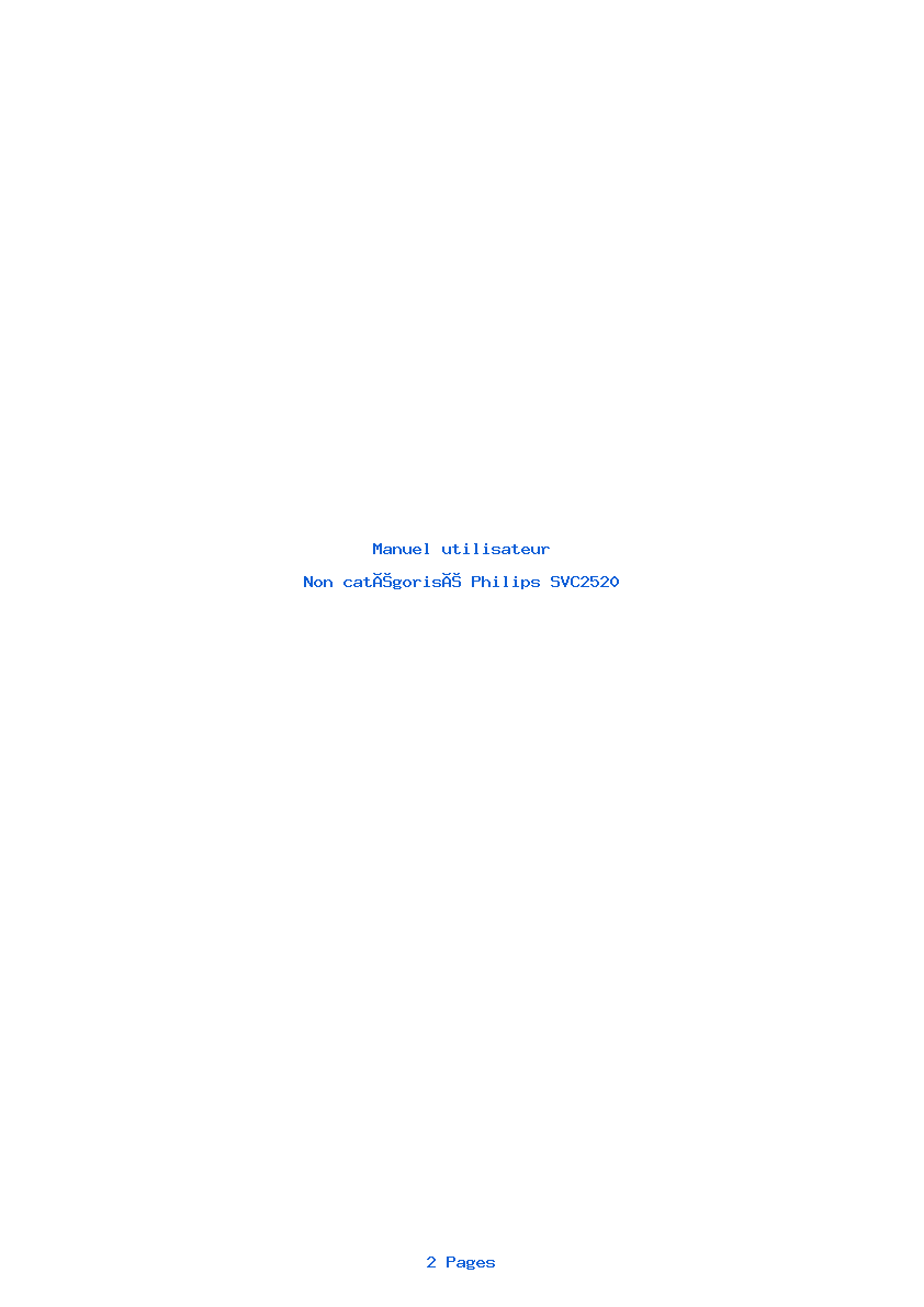 Page 1 de la notice Manuel utilisateur Philips SVC2520