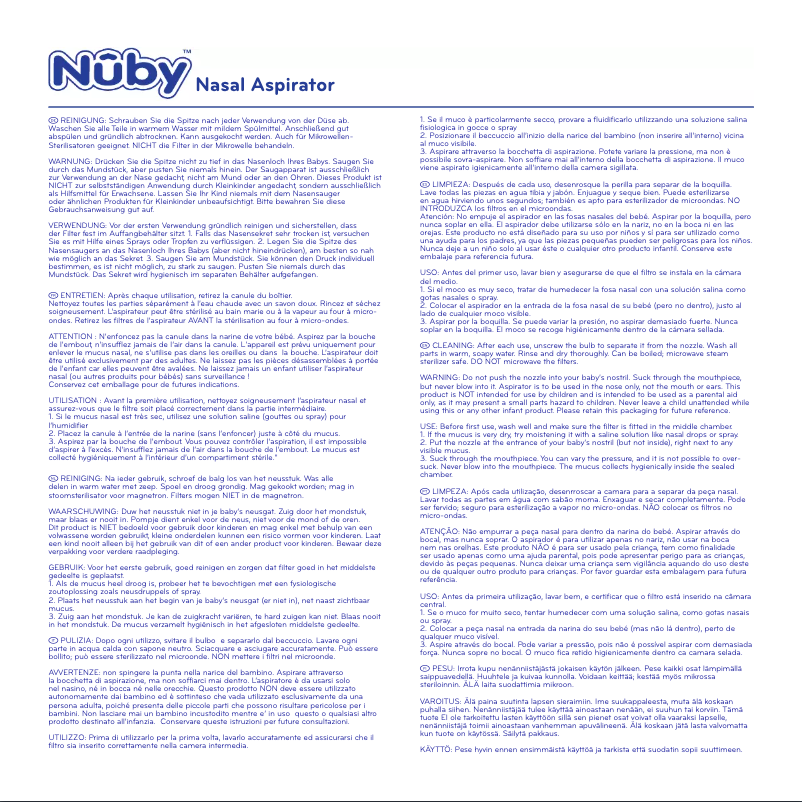 Page 1 de la notice Manuel utilisateur Nuby Nasal Aspirator
