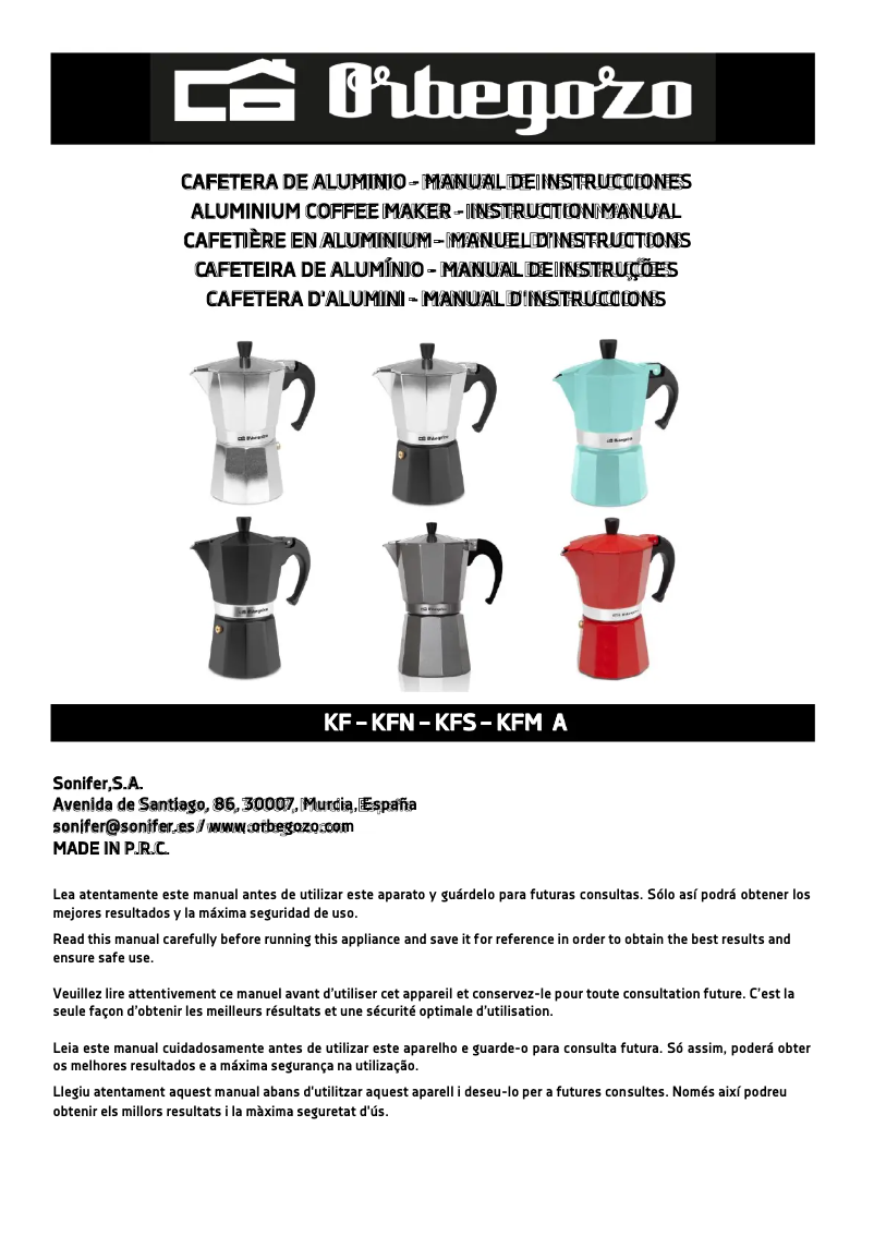 Page 1 de la notice Manuel utilisateur Orbegozo KF 300