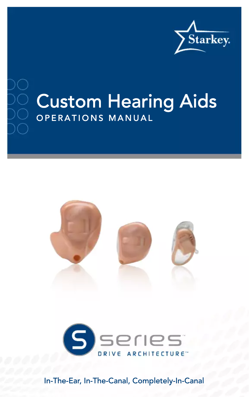 Page 1 de la notice Manuel utilisateur Starkey S Series ITC