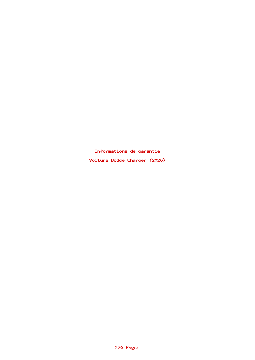 Page 1 de la notice Informations de garantie Dodge Charger (2020)