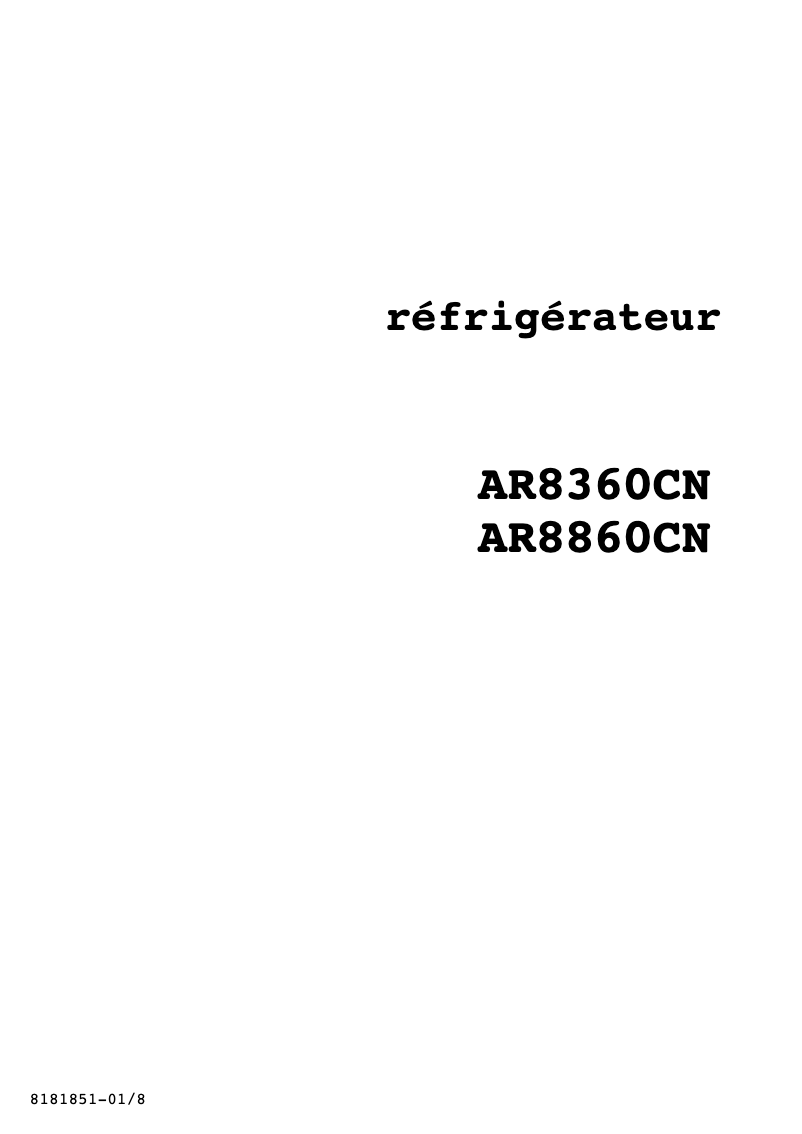 Página 1 del manual Manual de usuario Arthur Martin-Electrolux AR8360CN