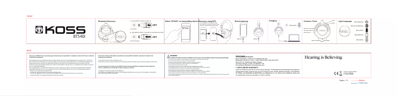 Página 1 del manual Manual de usuario Koss BT540i