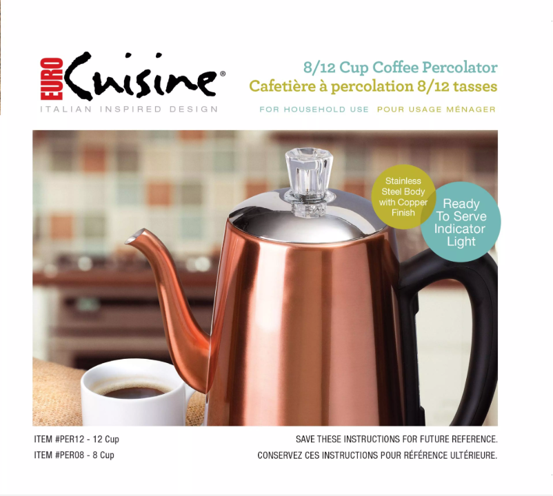 Page 1 de la notice Manuel utilisateur Euro Cuisine PER08