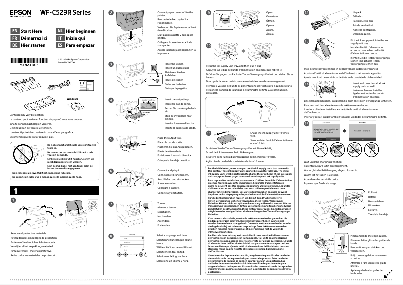 Page 1 de la notice Guide d'installation Epson WorkForce Pro WF-C529RBAM