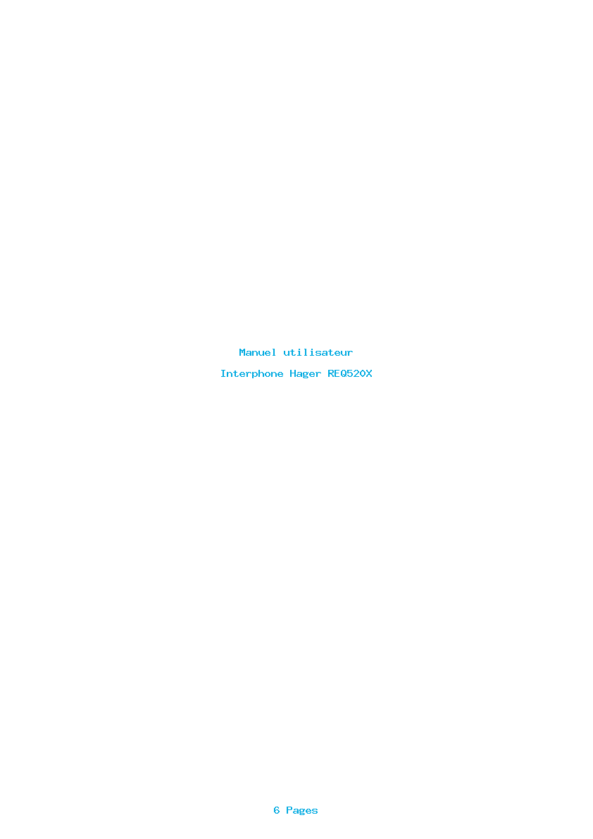 Page 1 de la notice Manuel utilisateur Hager REQ520X