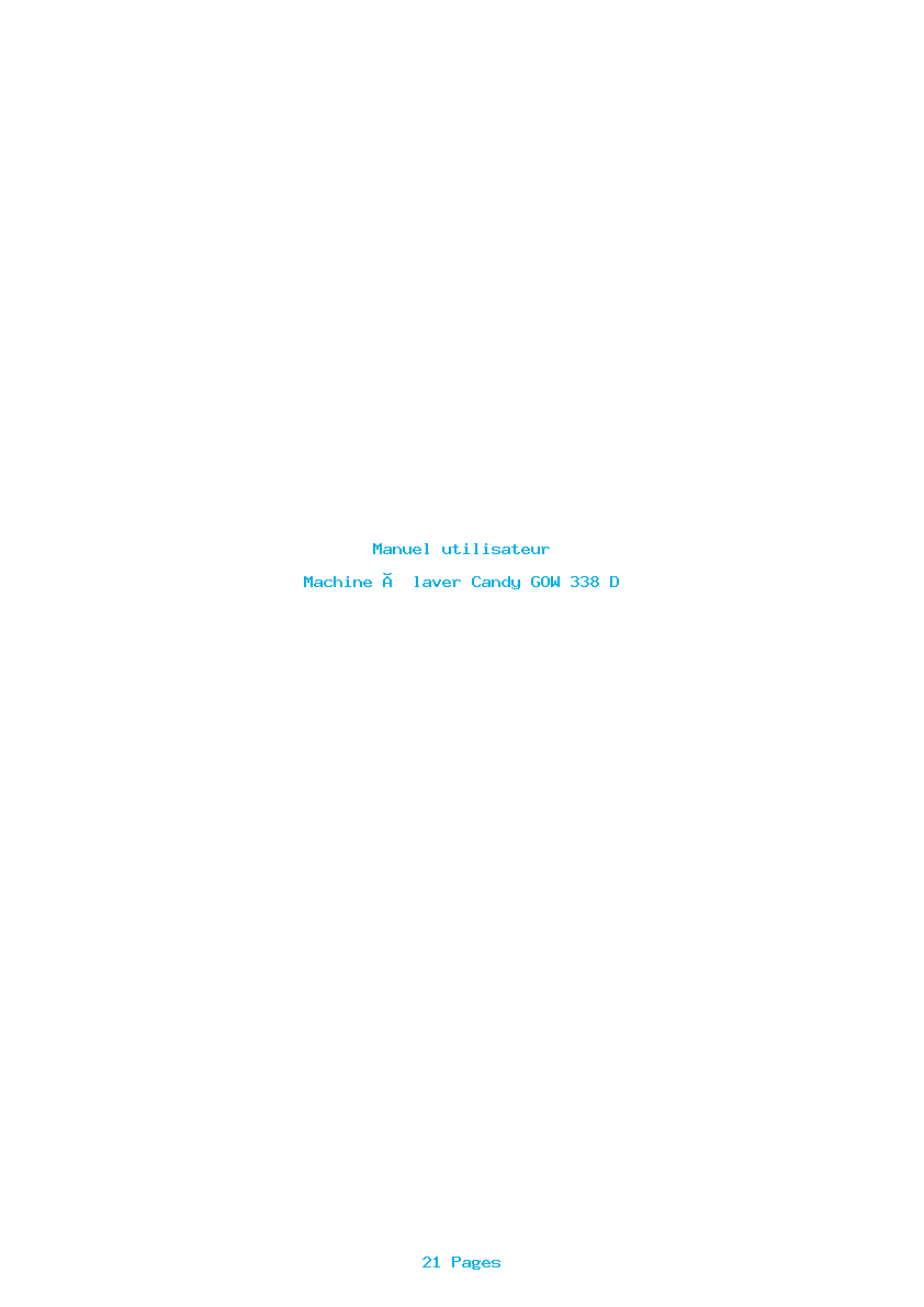 Page 1 de la notice Manuel utilisateur Candy GOW 338 D