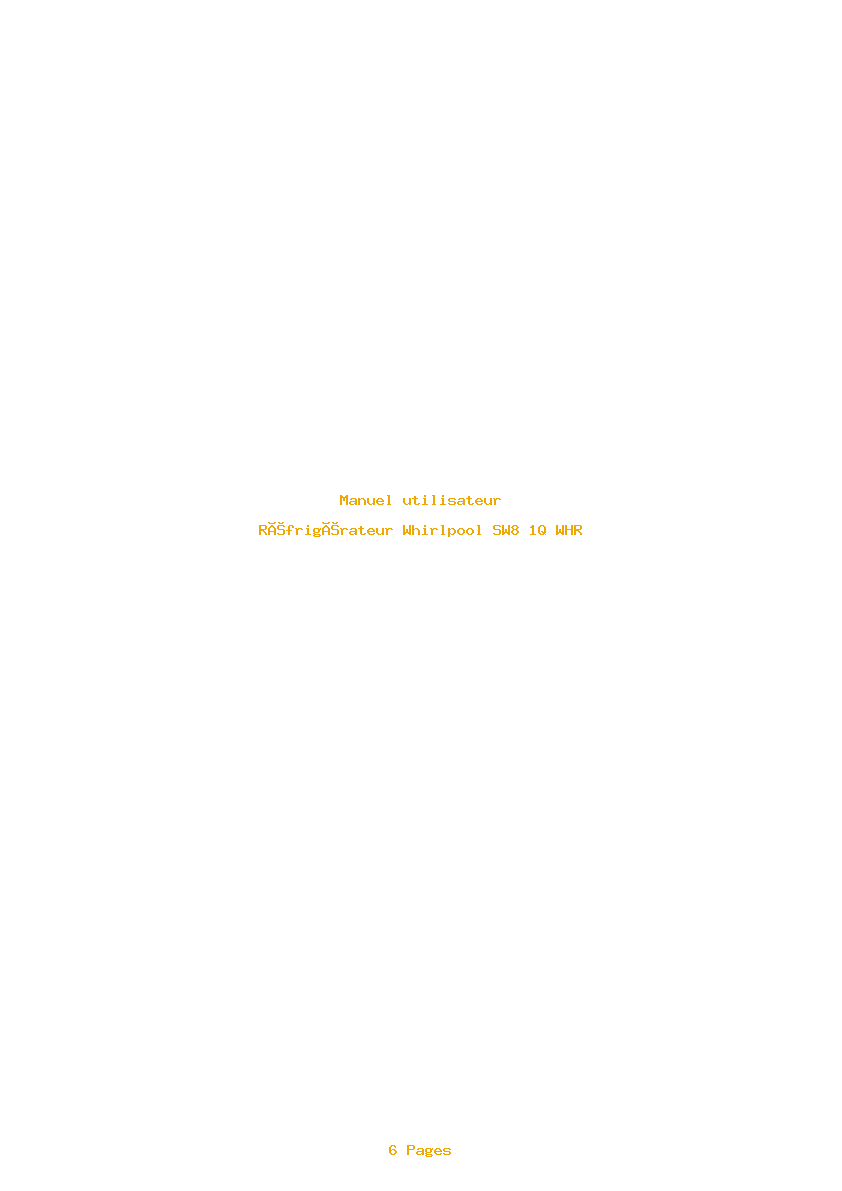 Page 1 de la notice Manuel utilisateur Whirlpool SW8 1Q WHR