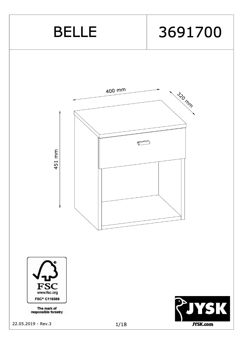 Page 1 of the manual User Manual JYSK Belle