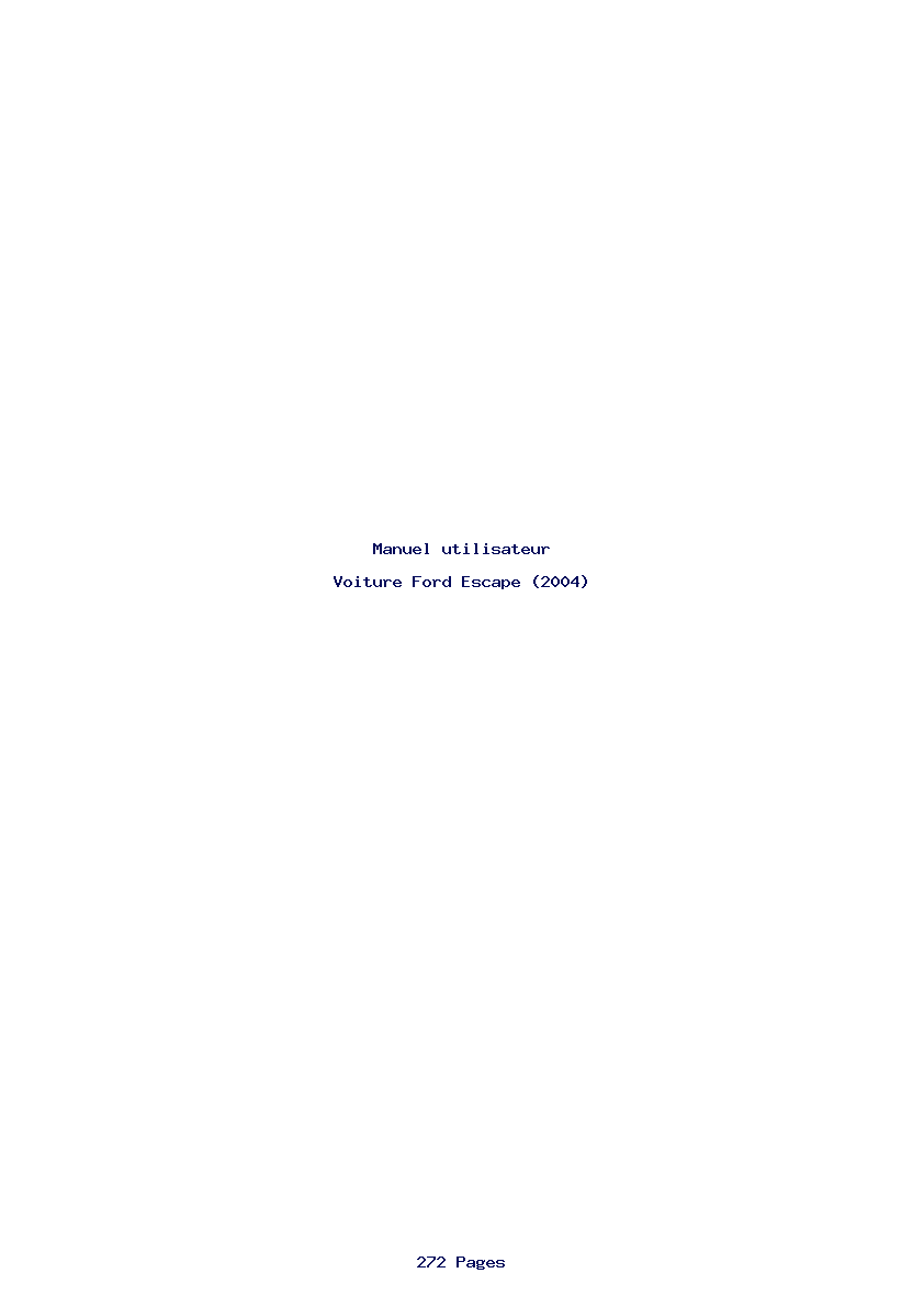Page 1 de la notice Manuel utilisateur Ford Escape (2004)