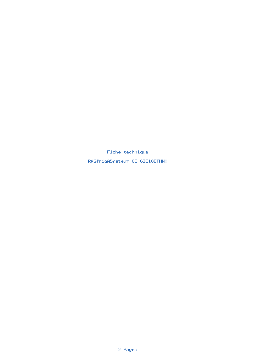 Page 1 de la notice Fiche technique GE GIE18ETHWW