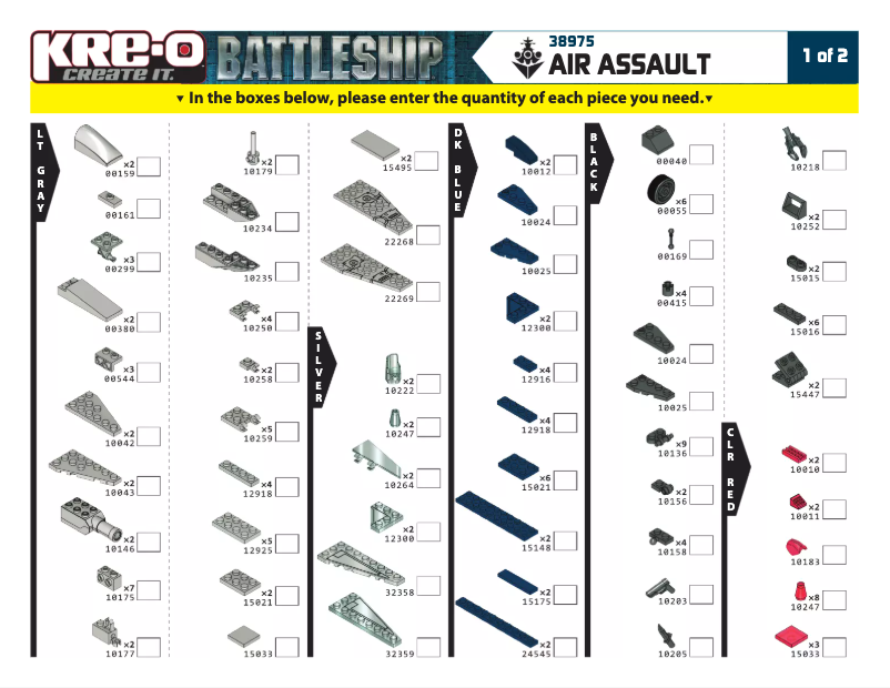 Page 1 of the manual User Manual Hasbro Kre-O Battleship Air Assault
