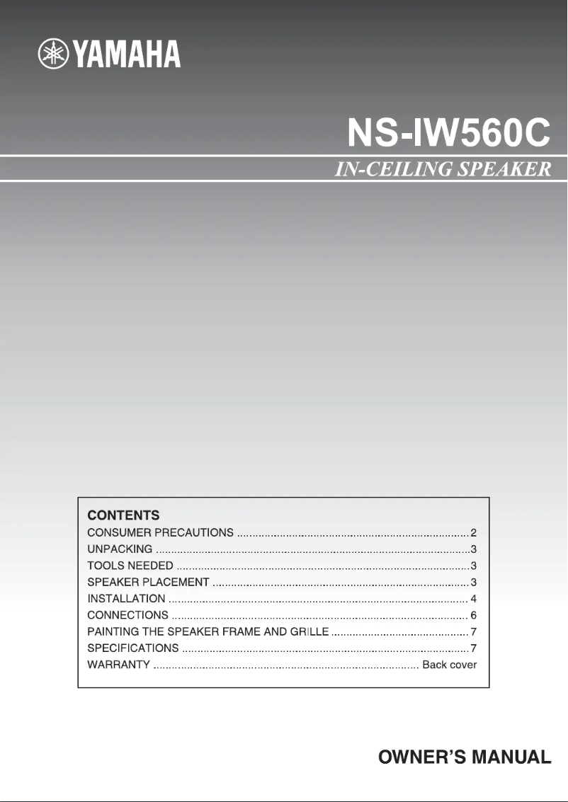 Page 1 de la notice Manuel utilisateur Yamaha NS-IW560C