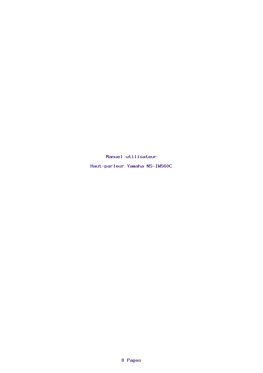 Page 1 de la notice Manuel utilisateur Yamaha NS-IW560C