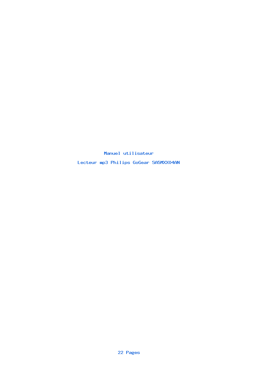 Page 1 de la notice Manuel utilisateur Philips GoGear SA5MXX04AN