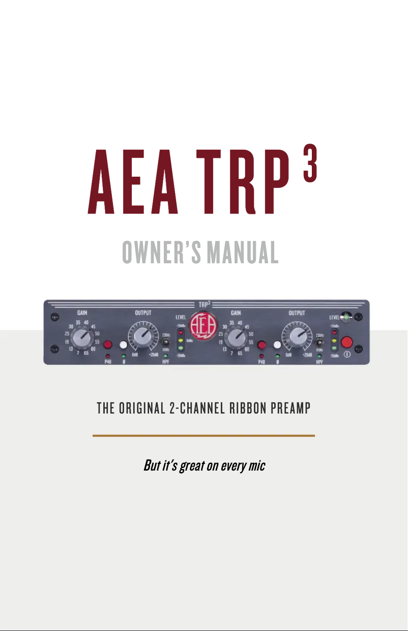 Page 1 de la notice Manuel utilisateur AEA TRP3