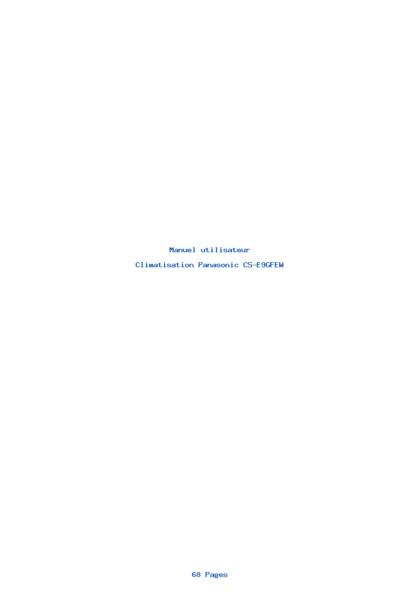 Page 1 de la notice Manuel utilisateur Panasonic CS-E9GFEW