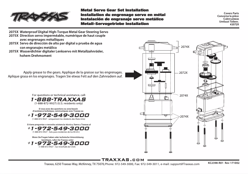 Page 1 de la notice Manuel utilisateur Traxxas 2075X