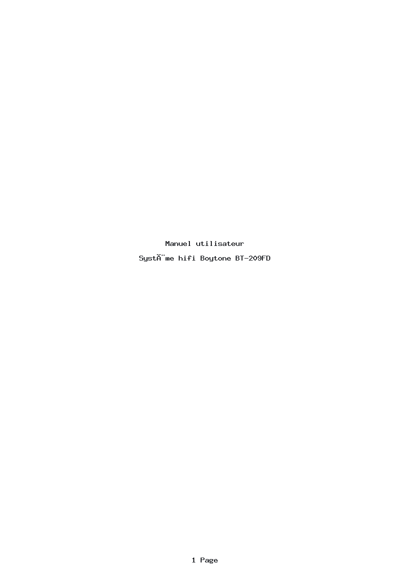 Page 1 de la notice Manuel utilisateur Boytone BT-209FD