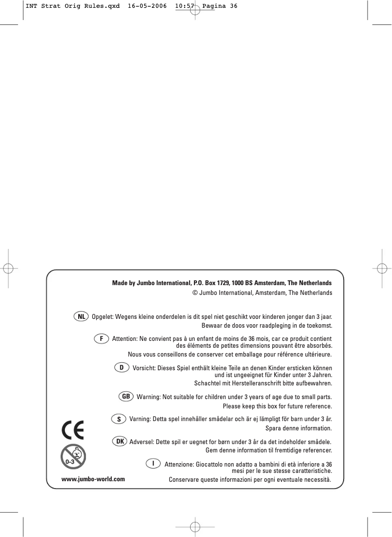 Page 1 de la notice Manuel utilisateur Jumbo Stratego Original