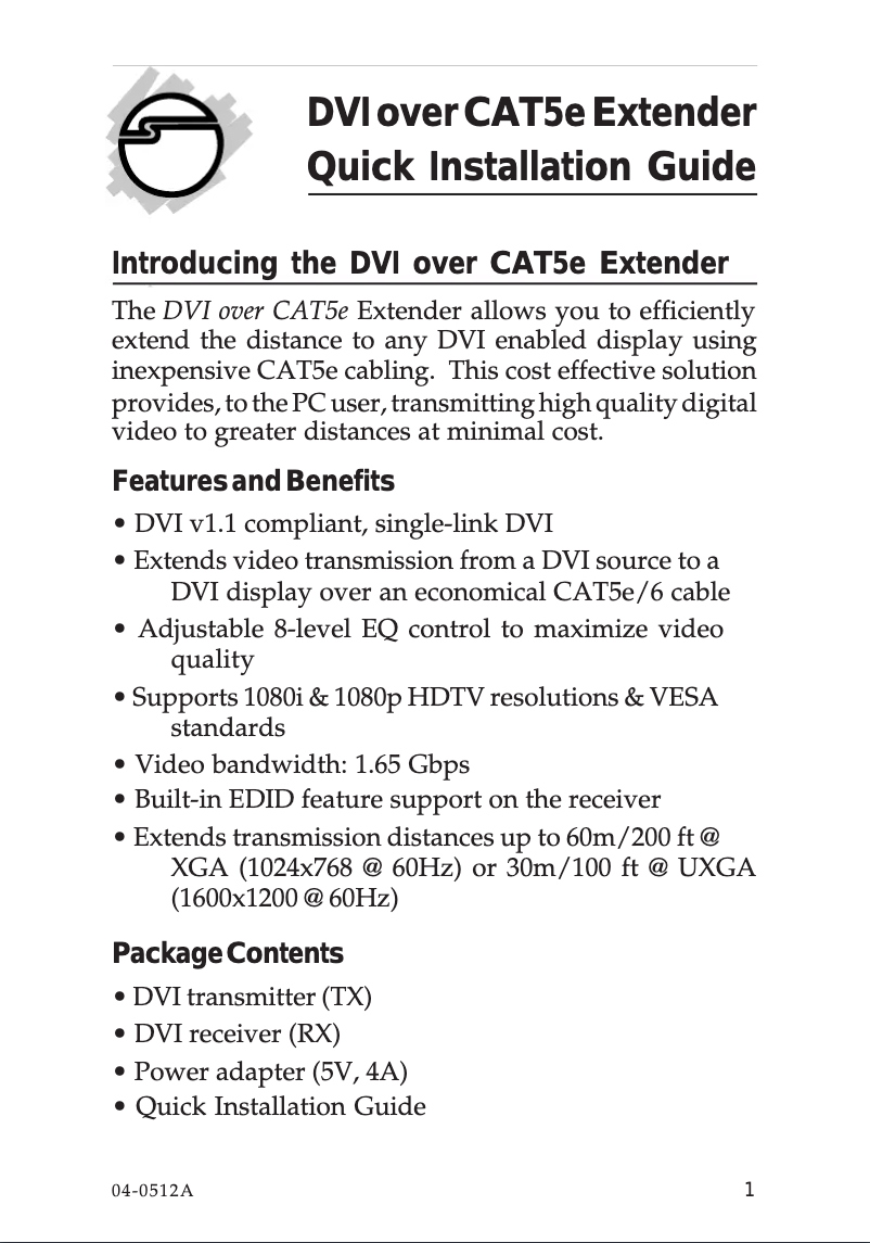Page 1 de la notice Manuel utilisateur Siig CE-D20111-S1