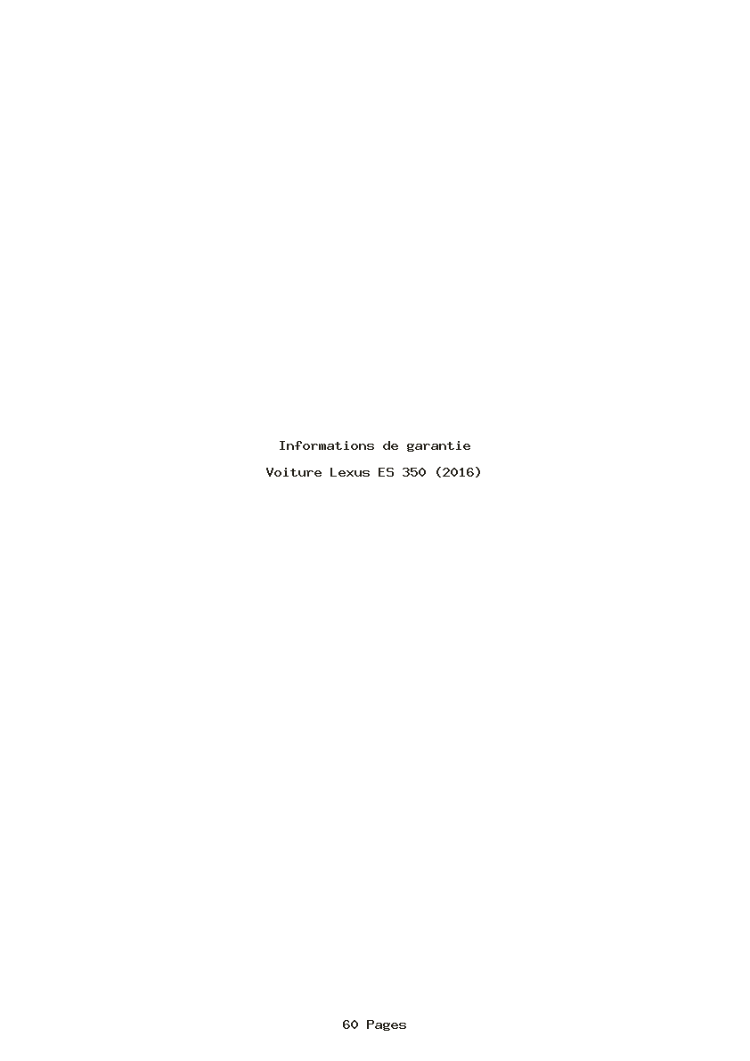 Page 1 de la notice Informations de garantie Lexus ES 350 (2016)