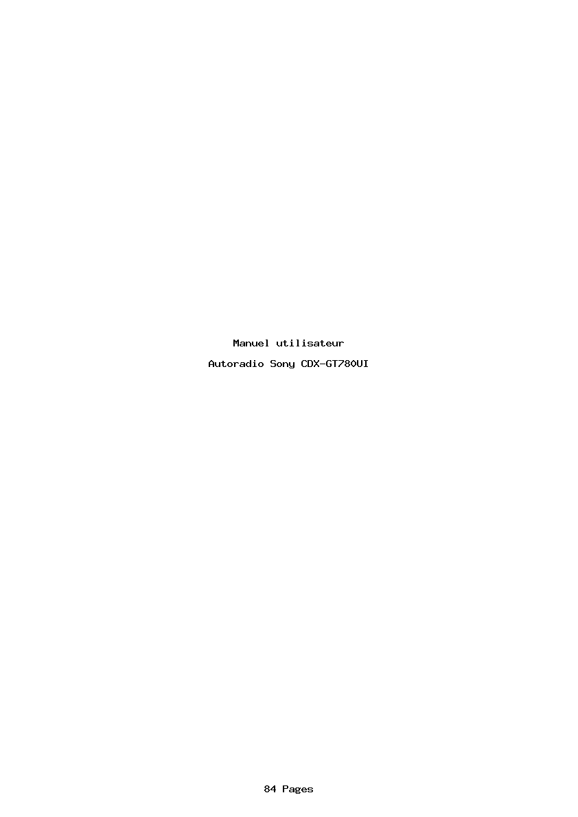 Page 1 de la notice Manuel utilisateur Sony CDX-GT780UI