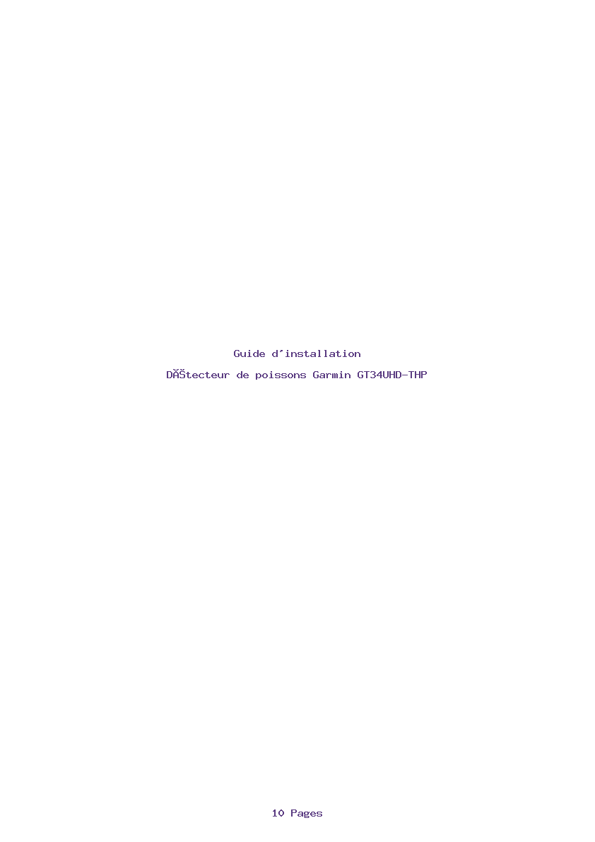 Page 1 de la notice Guide d'installation Garmin GT34UHD-THP