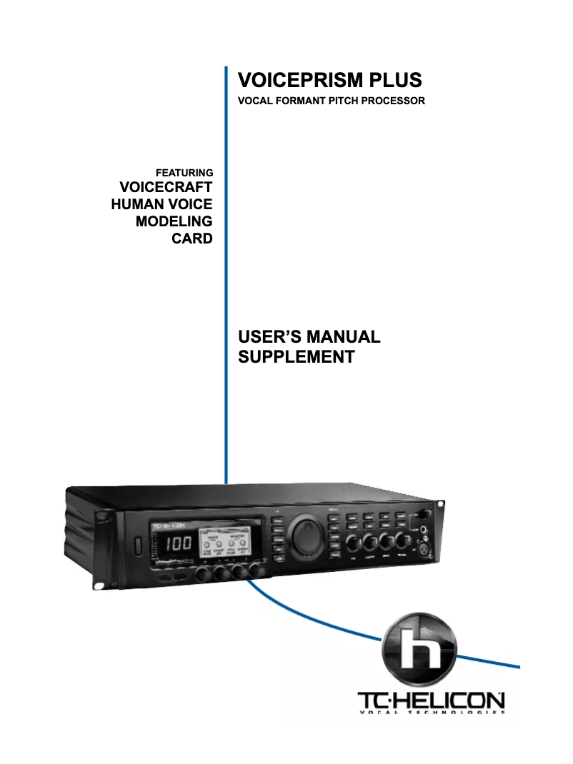 Page 1 de la notice Manuel utilisateur TC Helicon VoicePrism Plus