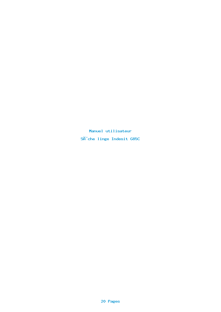 Page 1 de la notice Manuel utilisateur Indesit G85C