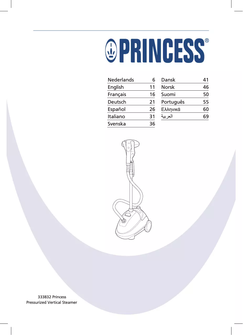 Page 1 de la notice Manuel utilisateur Princess Pressurized Vertical Steamer 333832