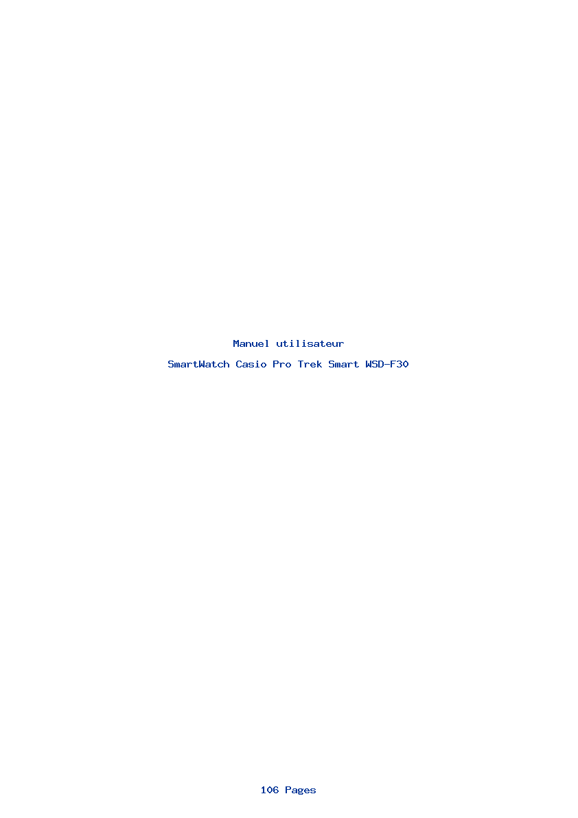 Page 1 de la notice Manuel utilisateur Casio Pro Trek Smart WSD-F30