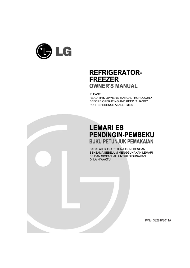 Page 1 de la notice Manuel utilisateur LG GN-262QLC