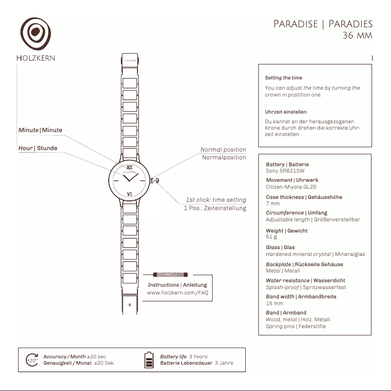 Page 1 de la notice Manuel utilisateur Holzkern Samui