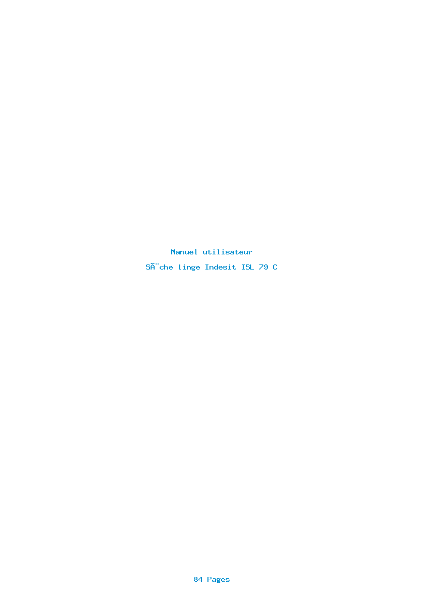 Page 1 de la notice Manuel utilisateur Indesit ISL 79 C