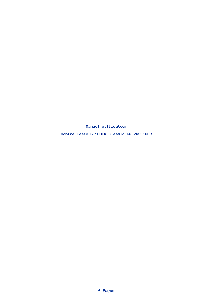 Page 1 de la notice Manuel utilisateur Casio G-SHOCK Classic GA-200-1AER