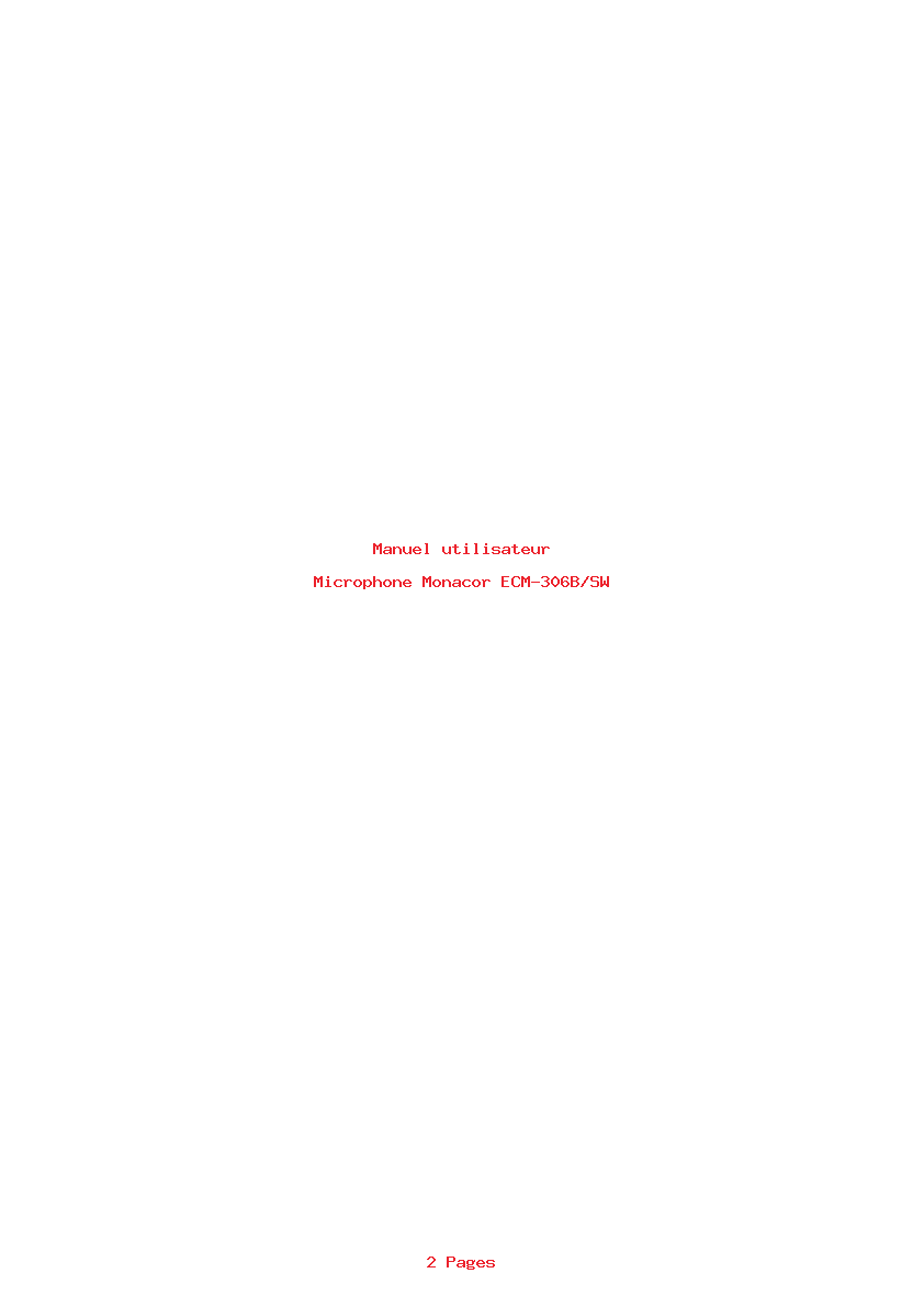 Page 1 de la notice Manuel utilisateur Monacor ECM-306B/SW