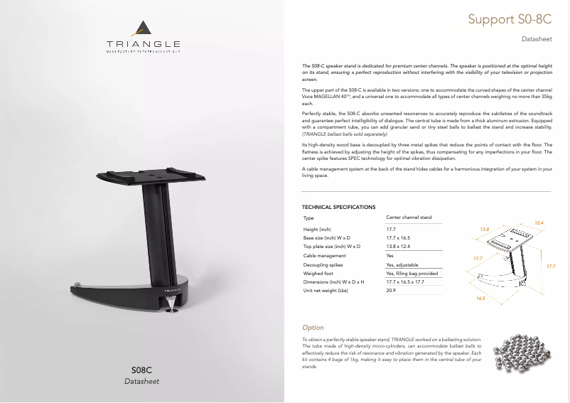 Page 1 de la notice Fiche technique Triangle S08C