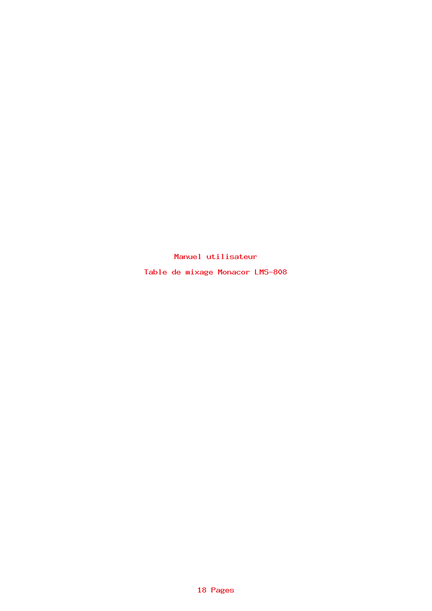Page 1 de la notice Manuel utilisateur Monacor LMS-808