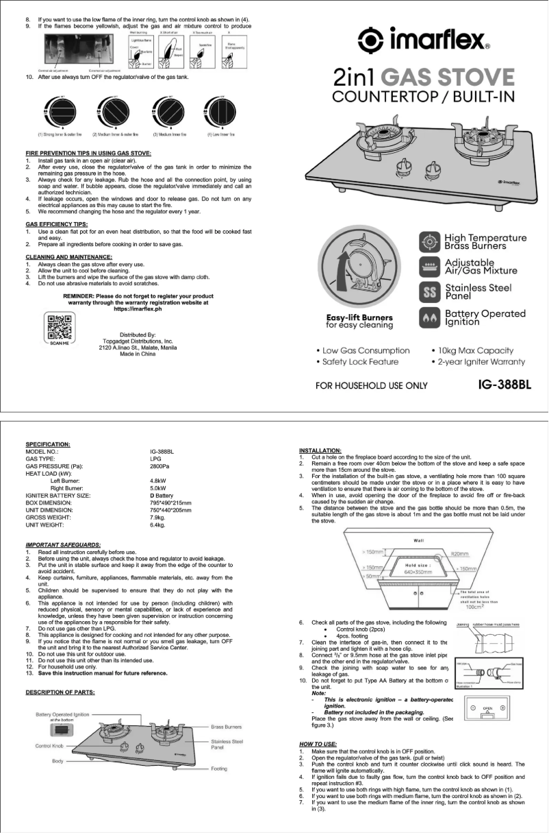 Page 1 de la notice Manuel utilisateur Imarflex IG-388BL