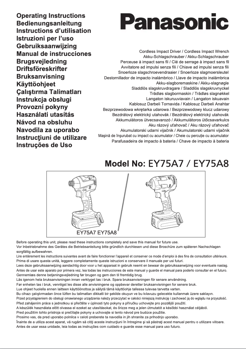 Page 1 of the manual User Manual Panasonic EY75A7
