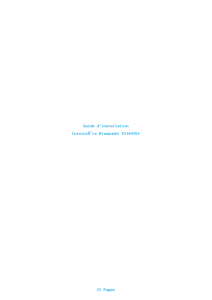 Page 1 de la notice Guide d'installation Blaupunkt 5II64351