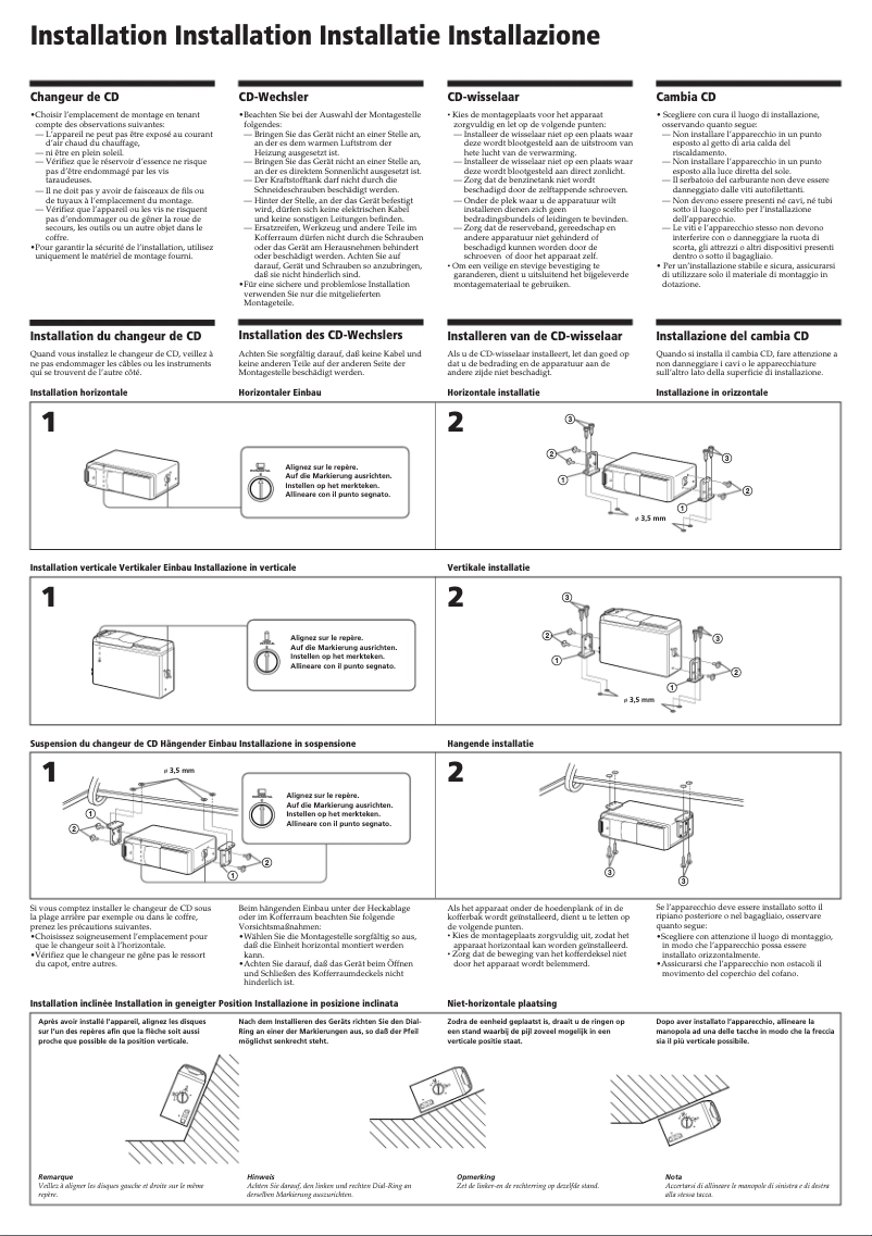 Page 1 de la notice Guide d'installation Sony CDX-505RF