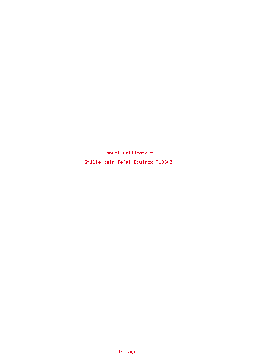Page 1 de la notice Manuel utilisateur Tefal Equinox TL3305