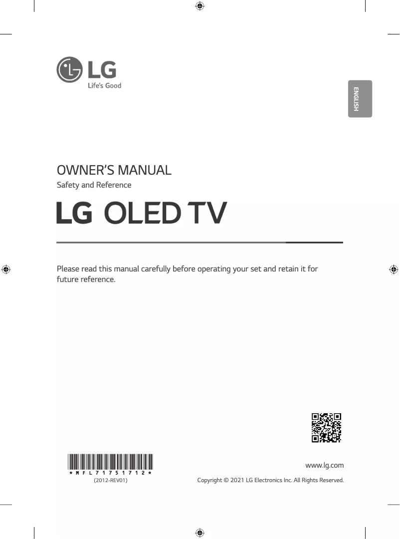 Page 1 de la notice Manuel utilisateur LG OLED65C1PTB