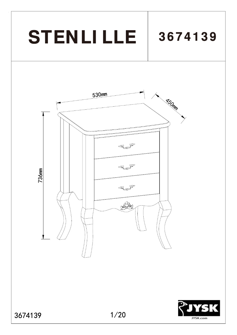 Page 1 of the manual User Manual JYSK Stenlille (53x74x45)