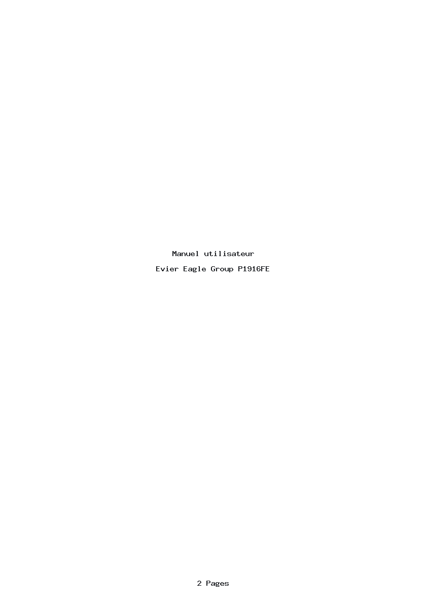 Page 1 de la notice Manuel utilisateur Eagle Group P1916FE