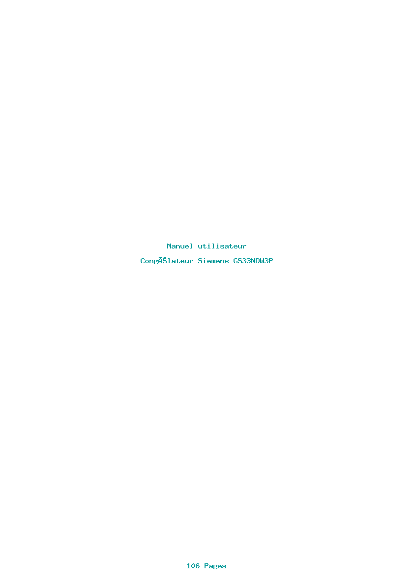 Page 1 de la notice Manuel utilisateur Siemens GS33NDW3P