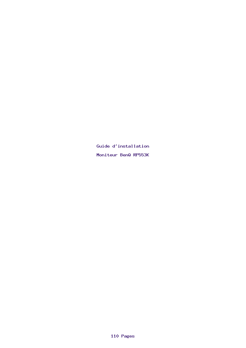 Page 1 de la notice Guide d'installation BenQ RP553K