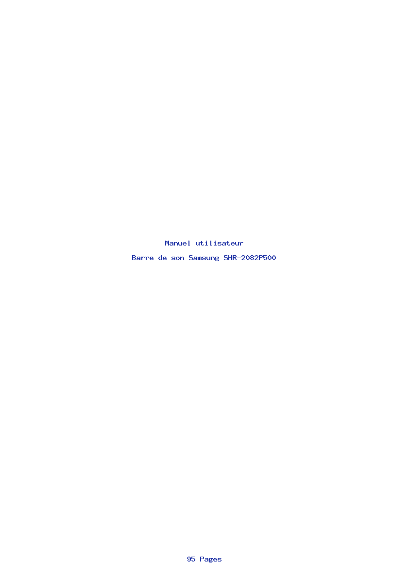 Page 1 de la notice Manuel utilisateur Samsung SHR-2082P500